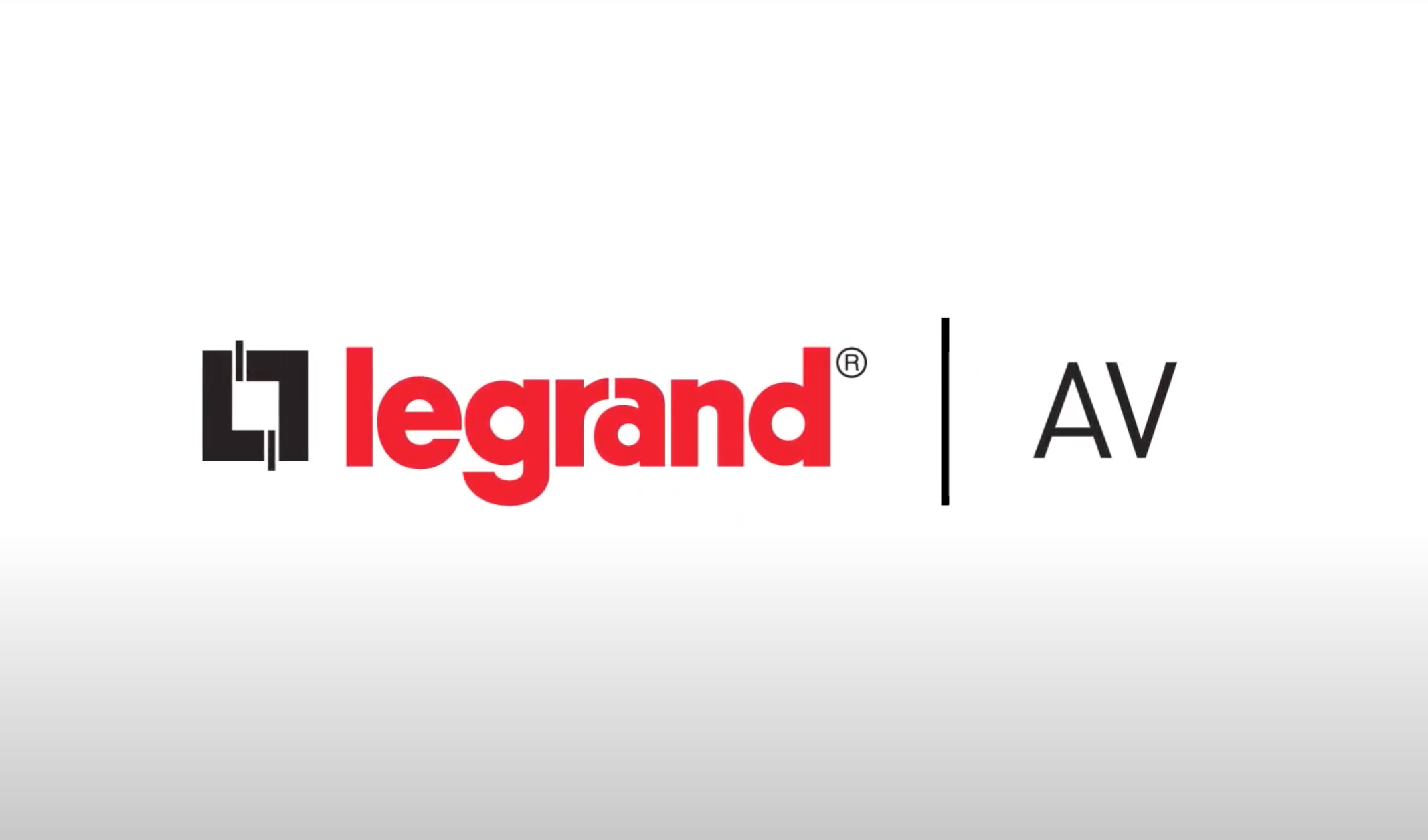 Logo: legrand in red lowercase beside black/white overlapping rectangles; AV in black, separated by vertical line on white.