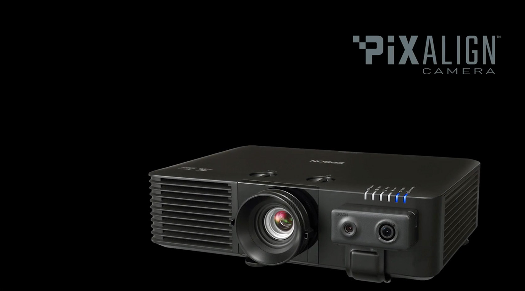 Epson projector device on a black background.