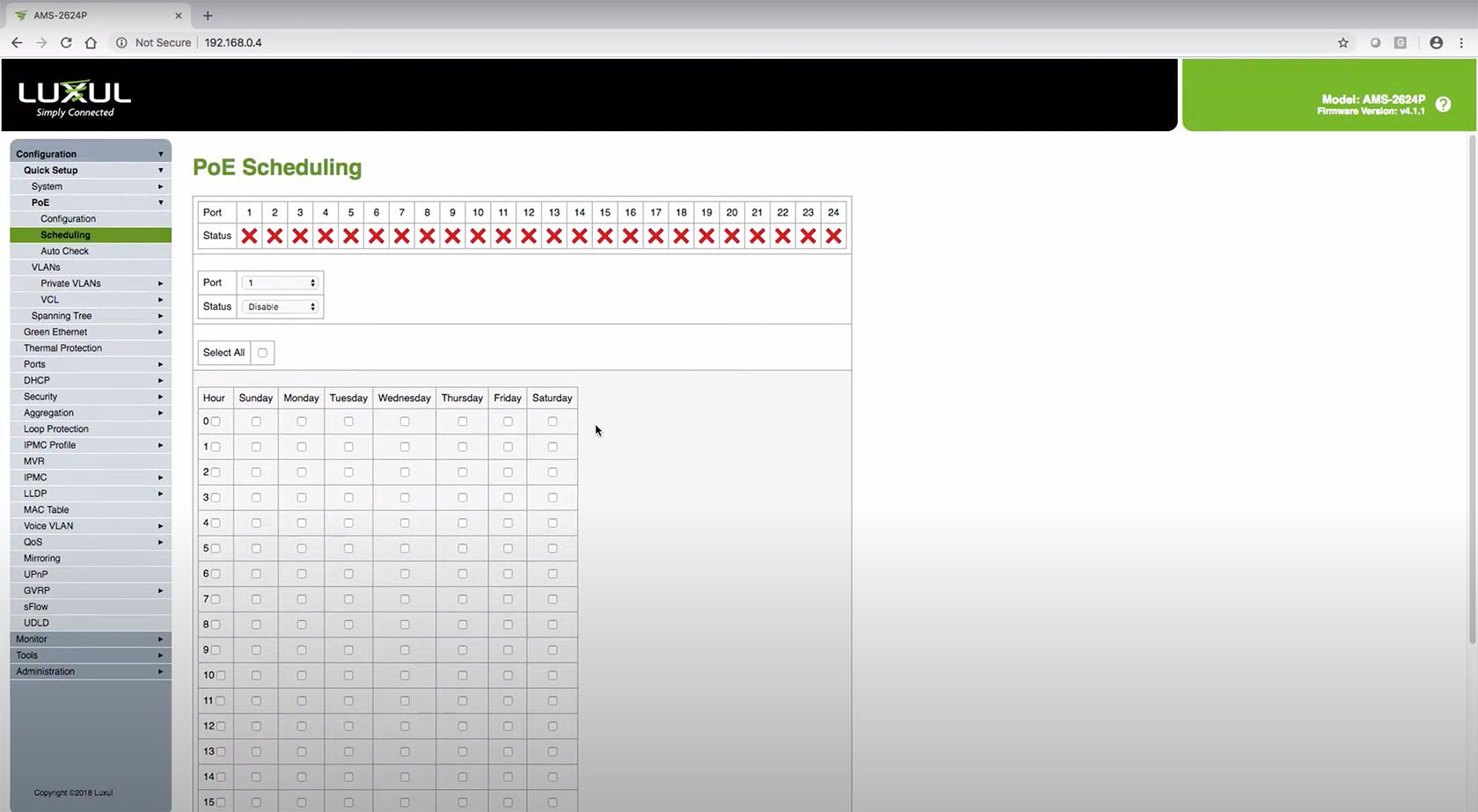 Screenshot of Luxuls software.